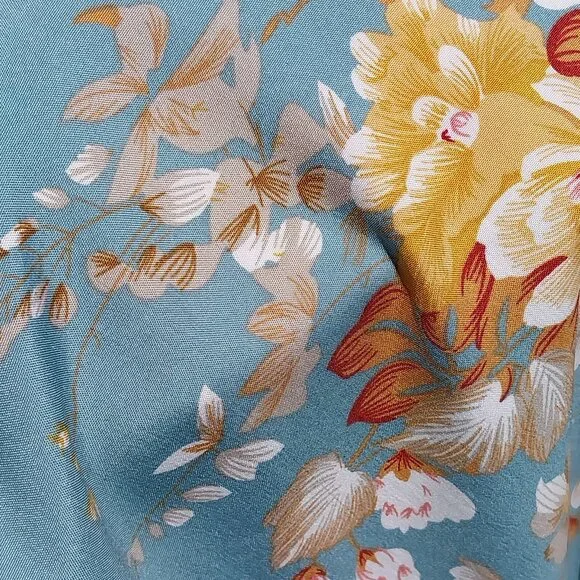 Flowy Floral Midi Dress, Butterfly Short Sleeves, V-Neck, Shirred Waist, Size M - Picture 8 of 8